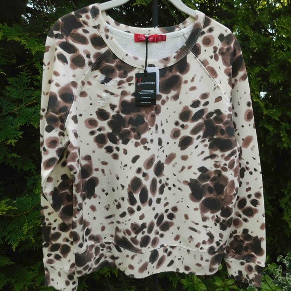 n:PHILANTHROPY Tops - n:philanthropy Distressed Animal Print Raglan-Sleeve Sweatshirt NWT